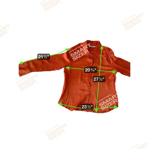 👻Zara Orange Satin Heavy Weight Top Large cuffs L - Picture 5 of 7